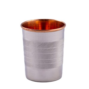 Prem-Copper® Kubek MIEDZIANY i STAL NIERDZEWNA 250ml w paski Sutra