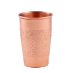 Prem-Copper® Kubek MIEDZIANY na wodę 275ml  Lassi z motywem kwiatowym Pushpa
