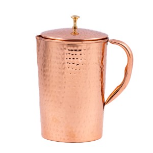 Prem-Copper® Dzbanek MIEDZIANY 1950ml z certyfikatem kuty młotkowany Amrita