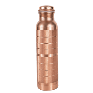 Prem-Copper® Butelka MIEDZIANA na wodę 900ml z certyfikatem w paski Sutra
