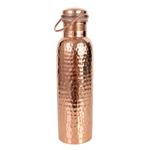 Prem-Copper® Butelka MIEDZIANA na wodę z uchwytem 900ml z certyfikatem kuta młotkowana Amrita